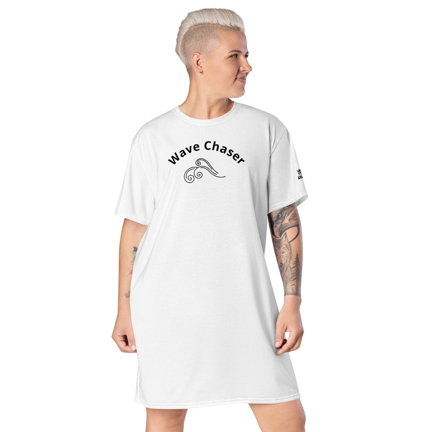 Wave Chaser T-shirt Dress - Soft Cotton-Polyester Blend with Side-Seamed Construction - Relaxed Fit with Short Sleeves and Knee-Length Cut - Perfect for Beach Days, Summer Outings and Casual Style - wee b00gie store