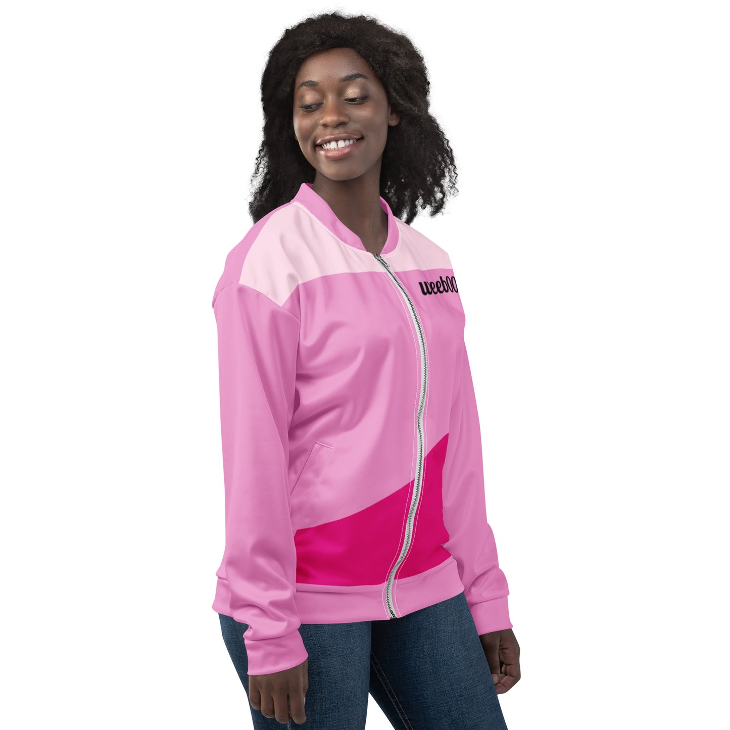 Hens Rock Hen Party Bachelorette Unisex Bomber Jacket featuring Hen Image and Hens Rock Text on Back, wee b00gie Logo on Front - Lightweight Polyester Shell with Ribbed Cuffs and Hem - Relaxed Fit with Full Zip Closure - Perfect for Hen Parties and Bachelorette Celebrations - wee b00gie store
