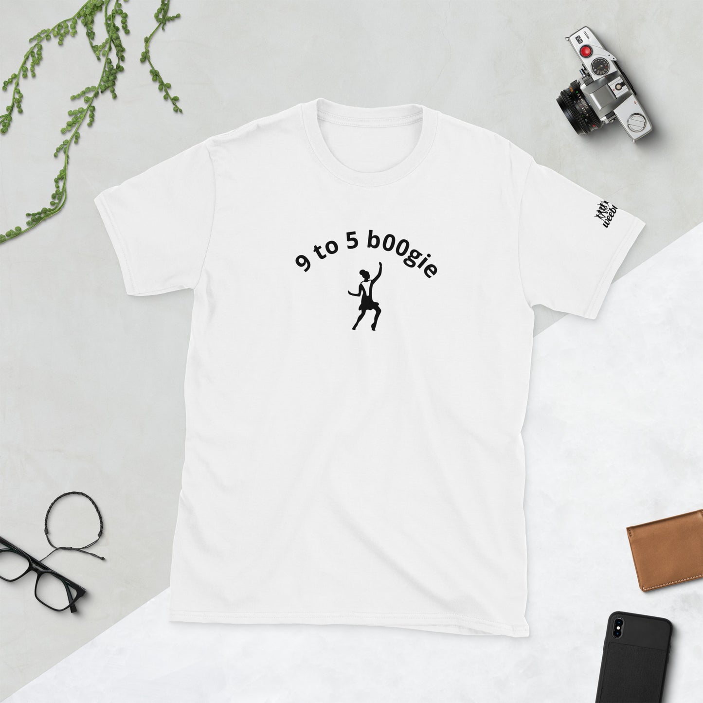 9 to 5 Female Dancer Short-Sleeve Unisex T-Shirt - 100% Ring-Spun Cotton with Shoulder-to-Shoulder Taping - Durable Double-Stitched Neckline and Sleeves - Perfect for Office Fun and Workplace Dance Breaks - wee b00gie store