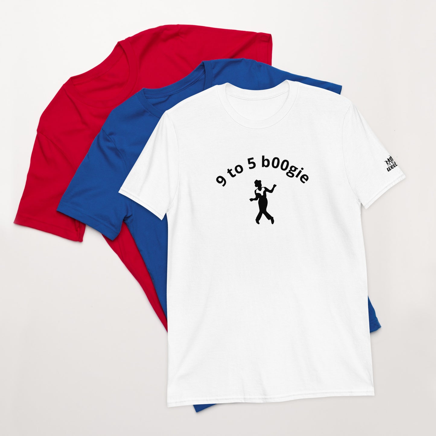 9 to 5 b00gie Male Dancer Short-Sleeve Unisex Softstyle T-Shirt - 100% Ring-Spun Cotton with Shoulder-to-Shoulder Taping - Durable Double-Stitched Neckline and Sleeves - Perfect for Office Fun and Dance Enthusiasts - wee b00gie store