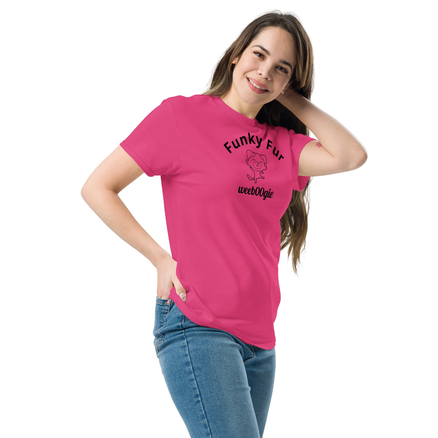 Funky Fur Unisex T-Shirt - 100% cotton classic tee with playful dog print - comfortable structured fit - versatile streetwear for casual outings - wee b00gie store