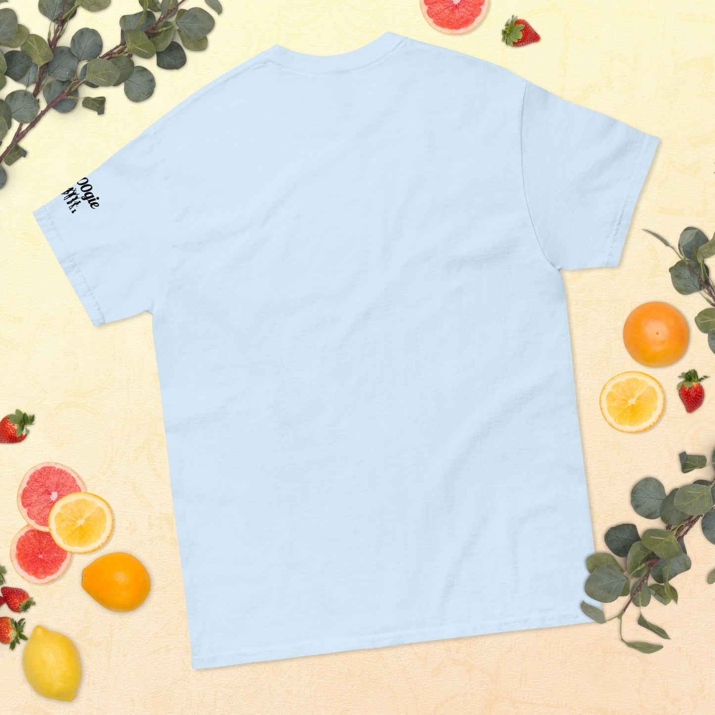 Unisex Classic Tee - Premium Cotton Blend with Classic Fit in Light Blue - Comfortable Regular Fit with Short Sleeves - Perfect for Dog Walks, Pet Parenting and Casual Wear featuring the words Dawgie Daddy and a Paw Print - wee b00gie store