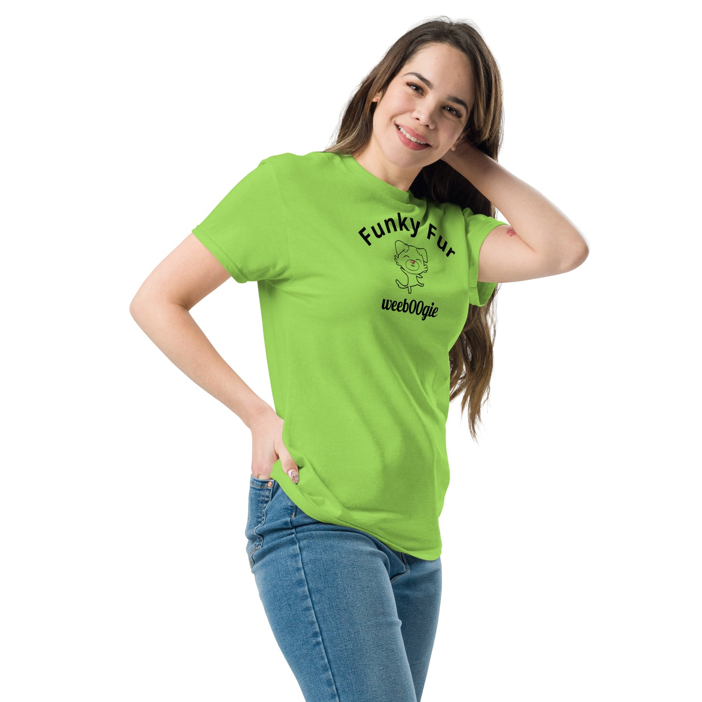 Funky Fur Unisex T-Shirt - 100% cotton classic tee with playful dog print - comfortable structured fit - versatile streetwear for casual outings - wee b00gie store