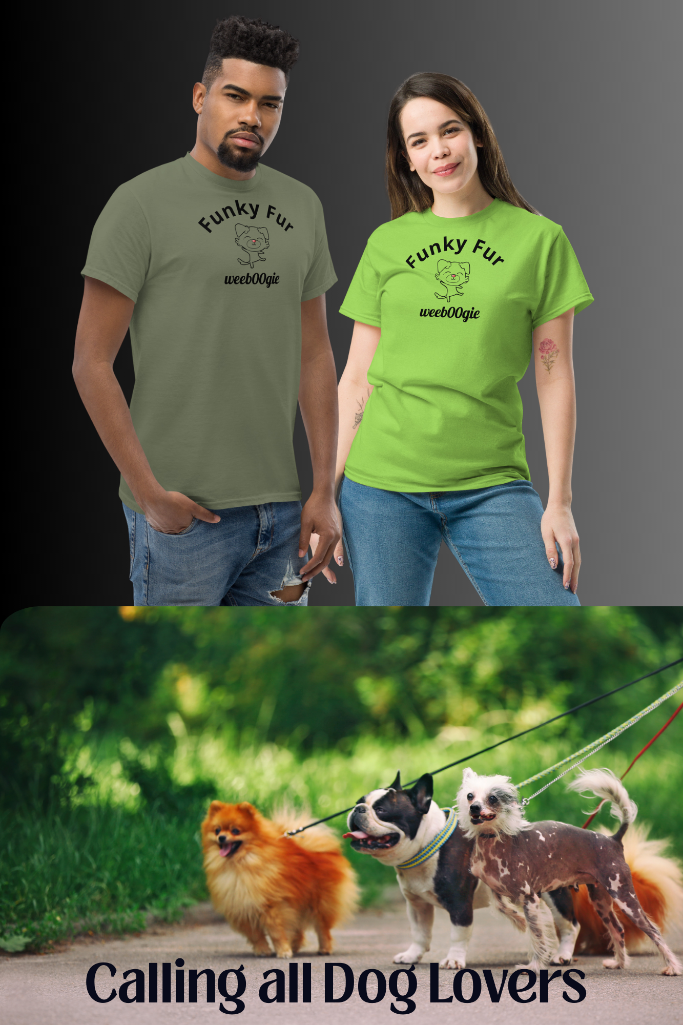 Funky Fur Unisex T-Shirt - 100% cotton classic tee with playful dog print - comfortable structured fit - versatile streetwear for casual outings - wee b00gie store