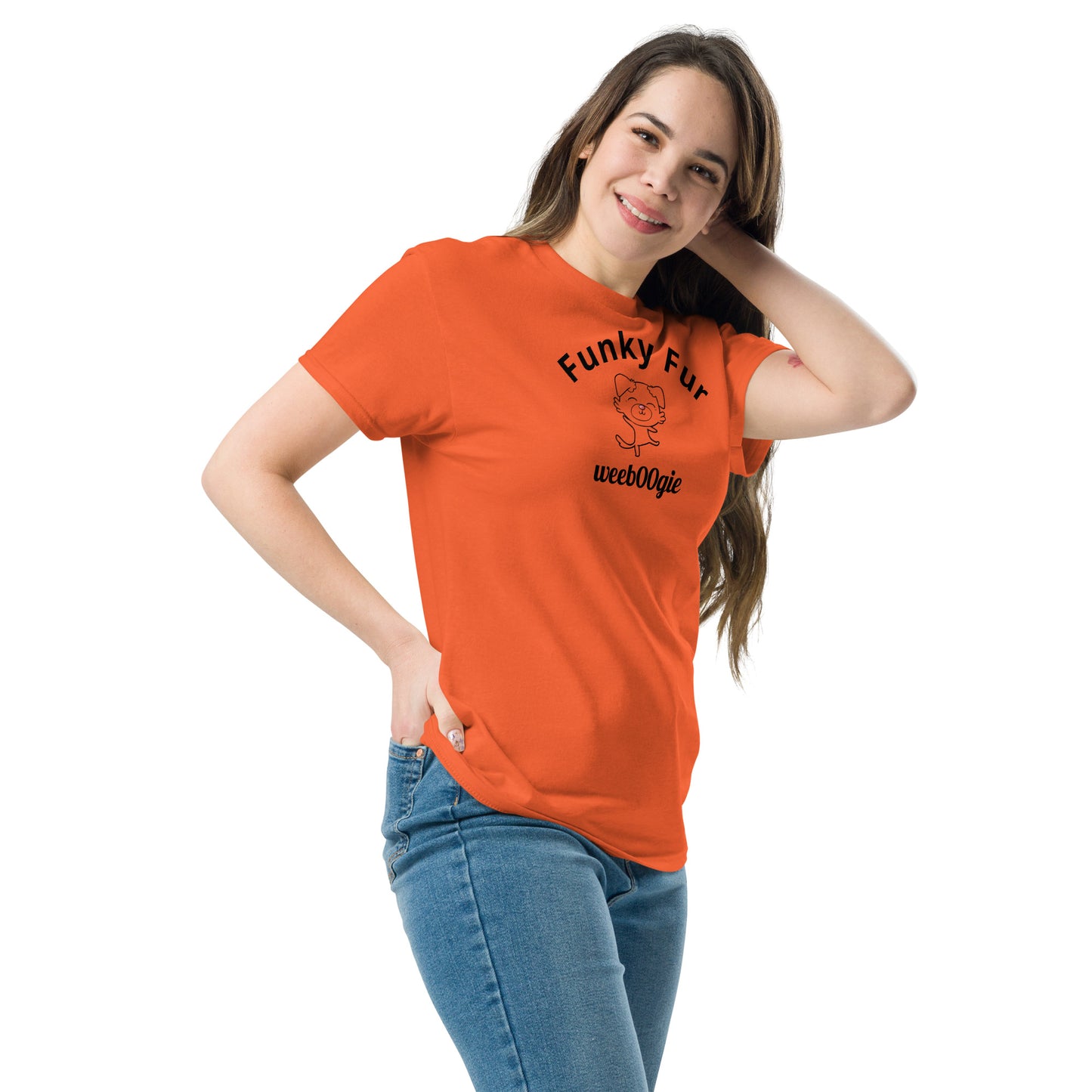 Funky Fur Unisex T-Shirt - 100% cotton classic tee with playful dog print - comfortable structured fit - versatile streetwear for casual outings - wee b00gie store