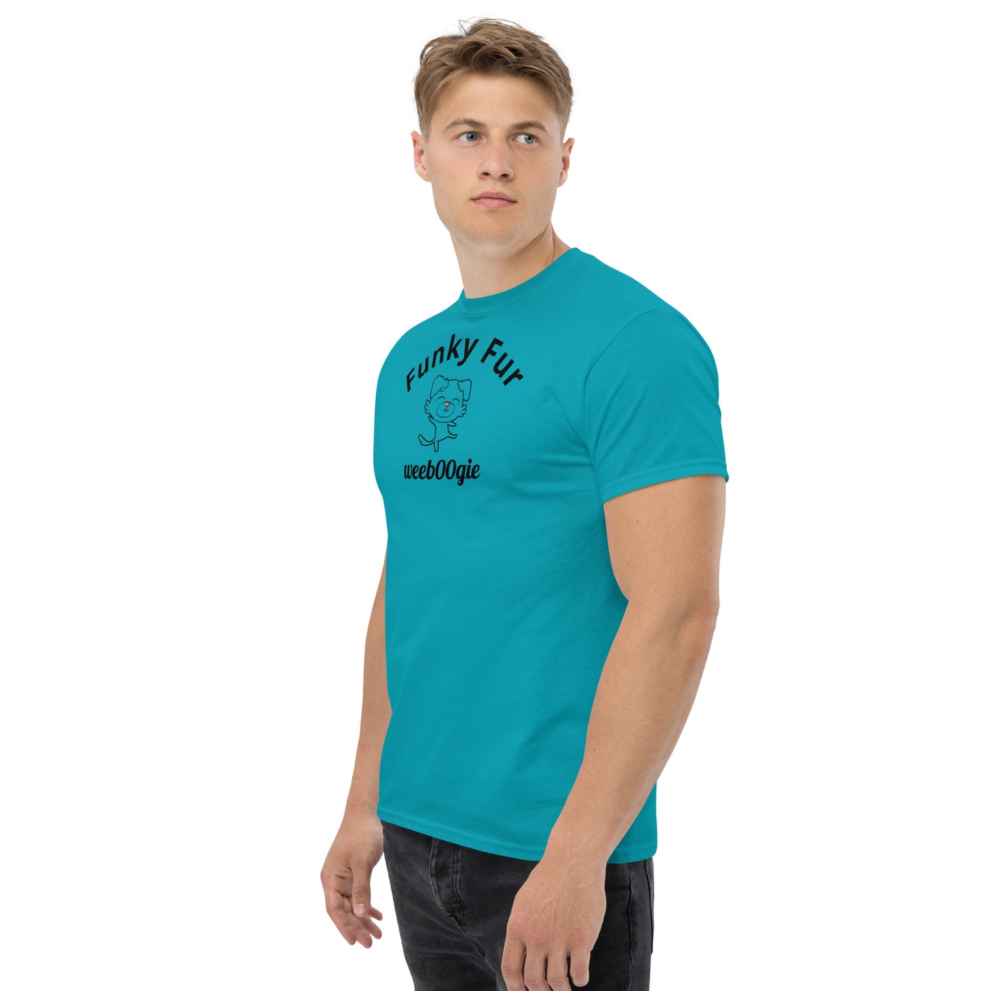 Funky Fur Unisex T-Shirt - 100% cotton classic tee with playful dog print - comfortable structured fit - versatile streetwear for casual outings - wee b00gie store