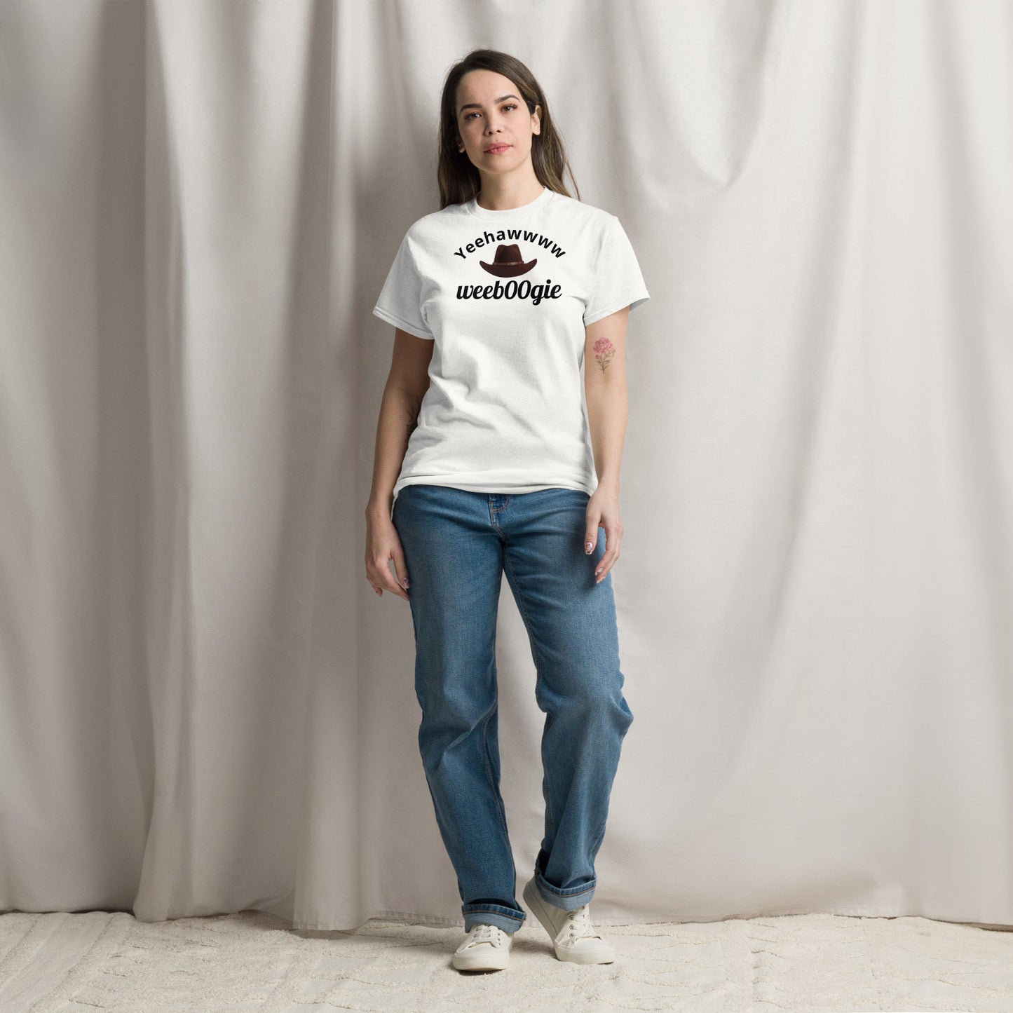 Yeehawwww Unisex Classic Tee featuring Stetson Hat - 100% Cotton with Taped Neck and Double Seams - Structured Fit with Tubular Fabric - Perfect for Country Music Fans, Rodeo Events and Western Celebrations - wee b00gie store