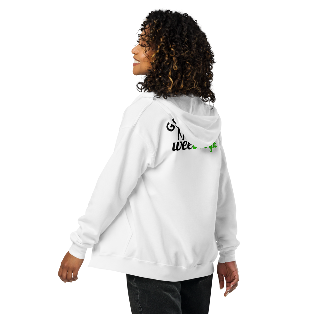 Gooo Grooove Unisex Heavy Blend Zip Hoodie - 50% Cotton/50% Polyester, Metal Zipper, Front Pouch Pockets - White - Perfect for Dance Challenges and Casual Comfort - wee b00gie store