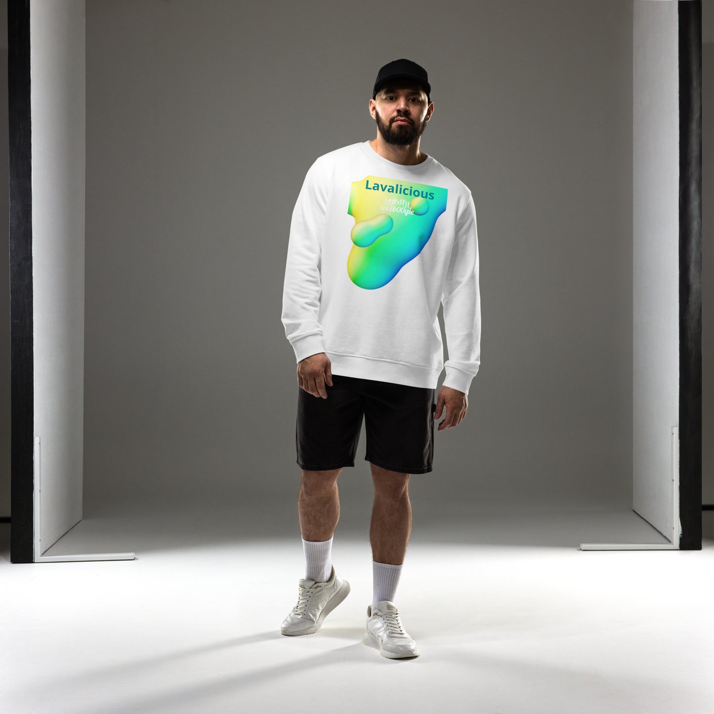 wee b00gie Lavalicious Unisex Organic Sweatshirt - 80% Organic Cotton 20% Recycled Polyester French Terry Knit - Classic Set-In Sleeve Fit with Lava Dance Print - Perfect for Lounging, Layering and Sustainable Style - wee b00gie store