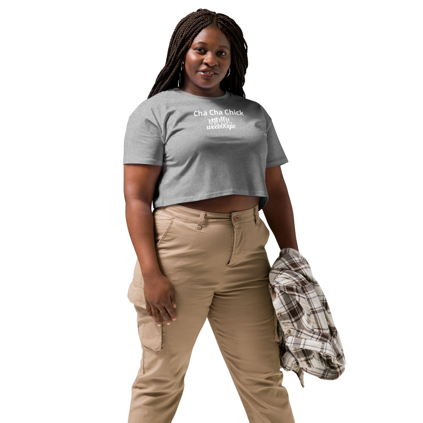 Cha Cha Chick Women's Crop Top - 100% Soft Combed Cotton with Ribbed Crew Neck and Dropped Shoulders - Relaxed Fit Cropped Length - Perfect for Dancing and Casual Style - wee b00gie store
