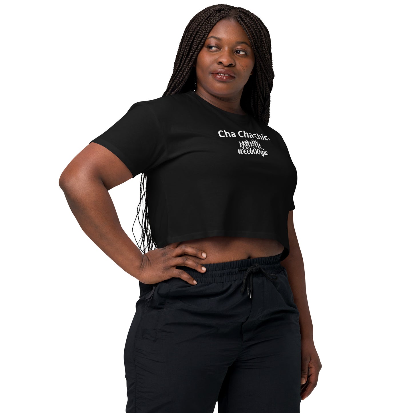 Cha Cha Chick Women's Crop Top - 100% Soft Combed Cotton with Ribbed Crew Neck and Dropped Shoulders - Relaxed Fit Cropped Length - Perfect for Dancing and Casual Style - wee b00gie store