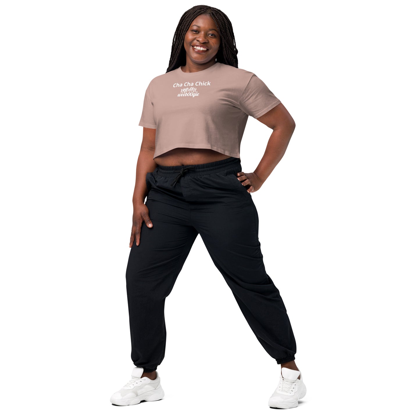 Cha Cha Chick Women's Crop Top - 100% Soft Combed Cotton with Ribbed Crew Neck and Dropped Shoulders - Relaxed Fit Cropped Length - Perfect for Dancing and Casual Style - wee b00gie store