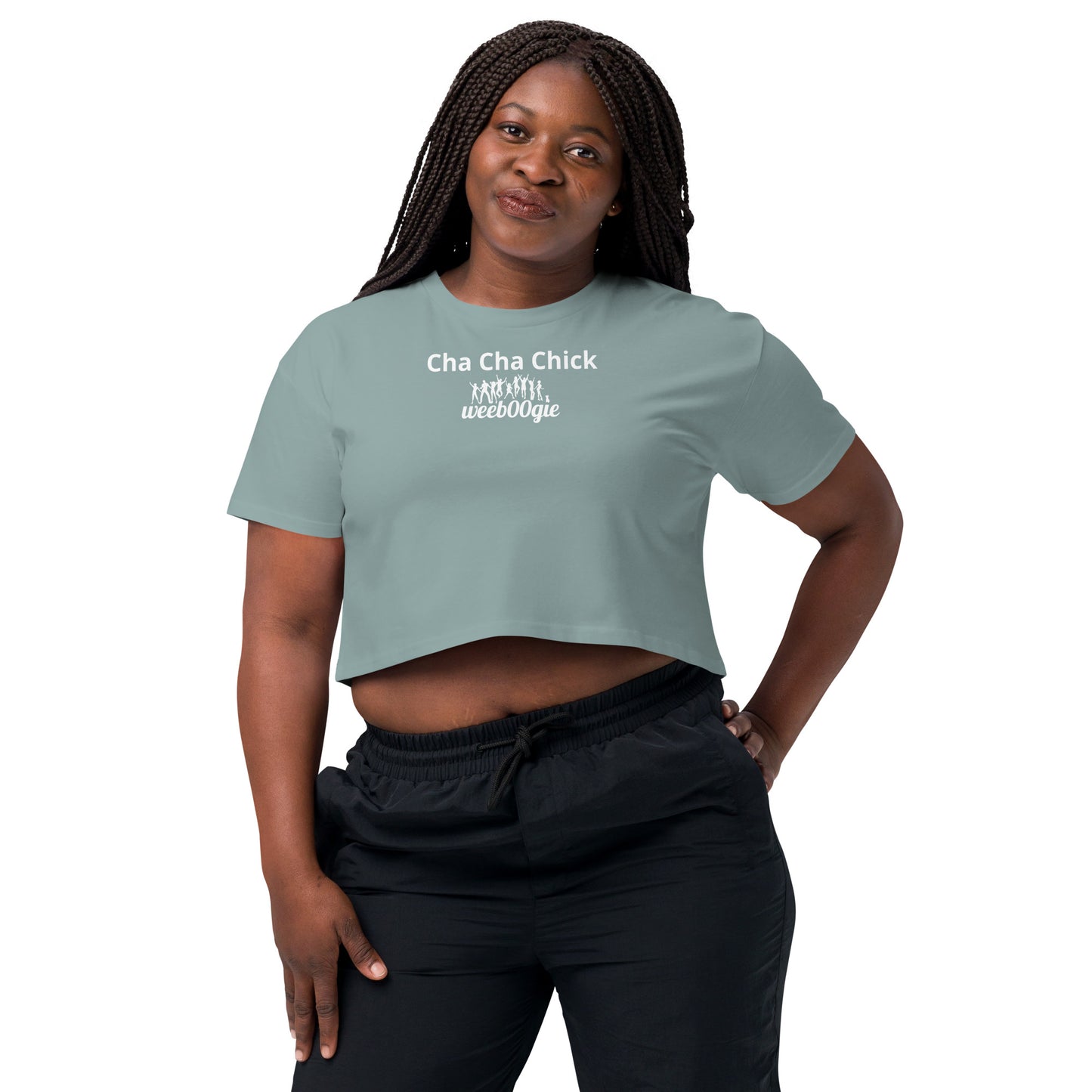 Cha Cha Chick Women's Crop Top - 100% Soft Combed Cotton with Ribbed Crew Neck and Dropped Shoulders - Relaxed Fit Cropped Length - Perfect for Dancing and Casual Style - wee b00gie store