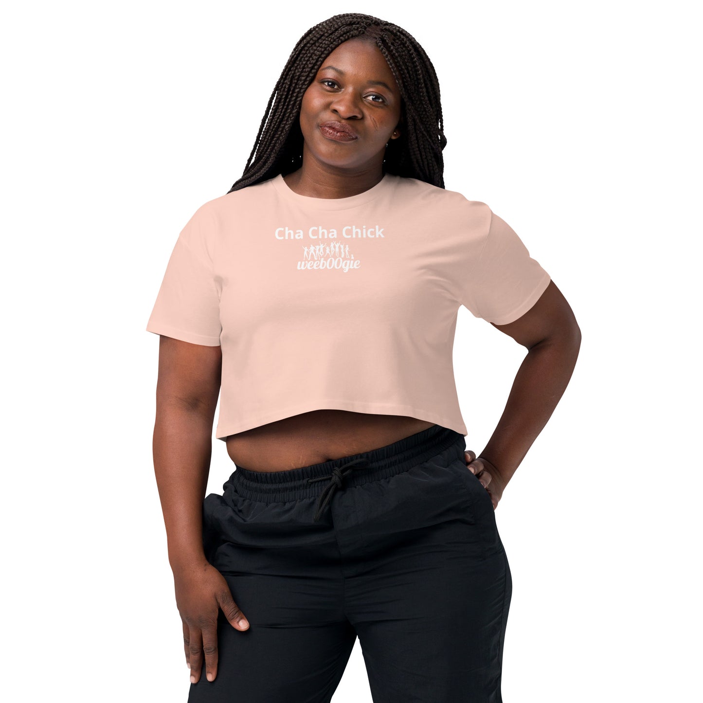 Cha Cha Chick Women's Crop Top - 100% Soft Combed Cotton with Ribbed Crew Neck and Dropped Shoulders - Relaxed Fit Cropped Length - Perfect for Dancing and Casual Style - wee b00gie store