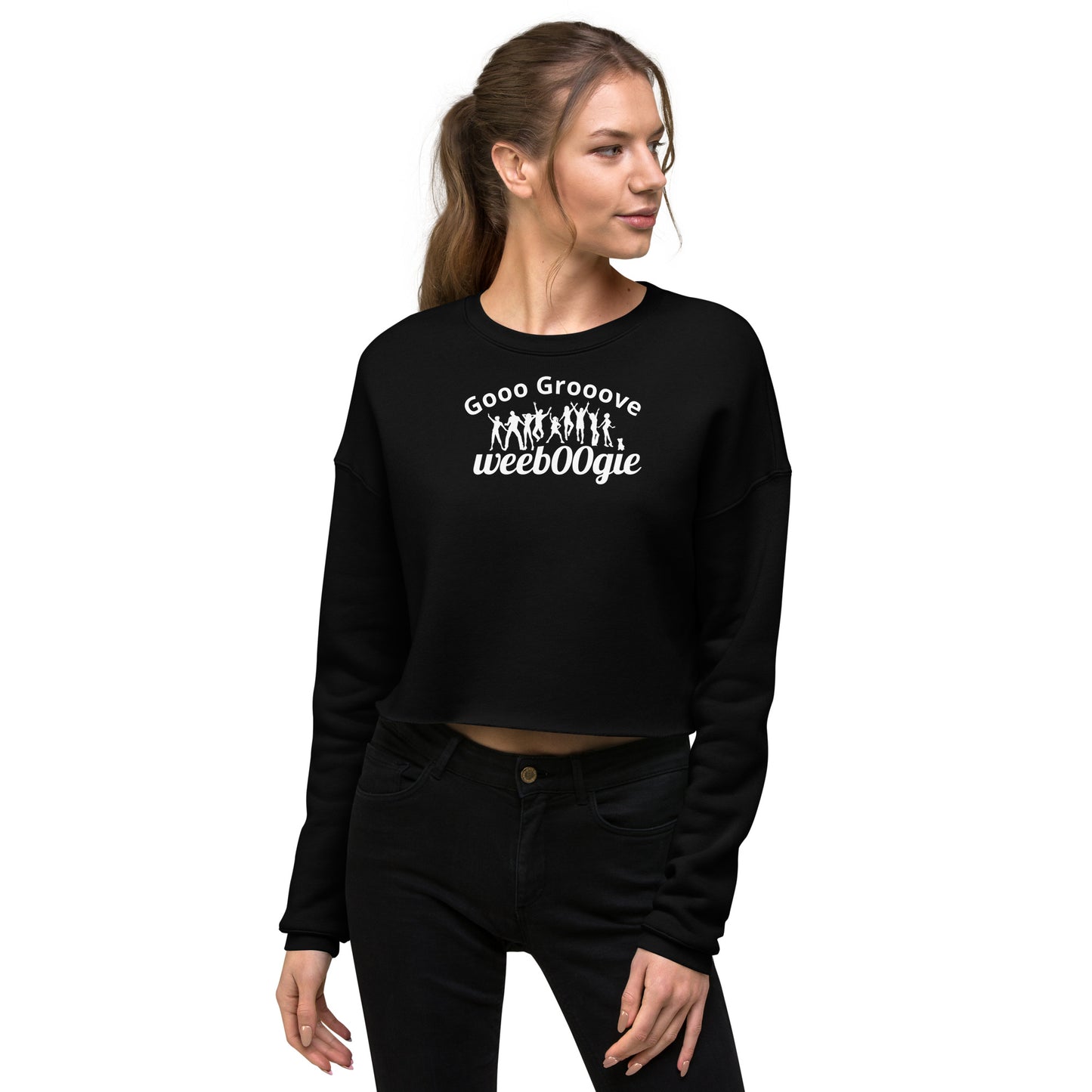 Gooo Grooove Women's Crop Sweatshirt - 52% Cotton/48% Poly Fleece, Raw Hem, Ribbed Neckline - Dusty Blue - Perfect for Dance Challenges and Street-Style Fashion - wee b00gie store