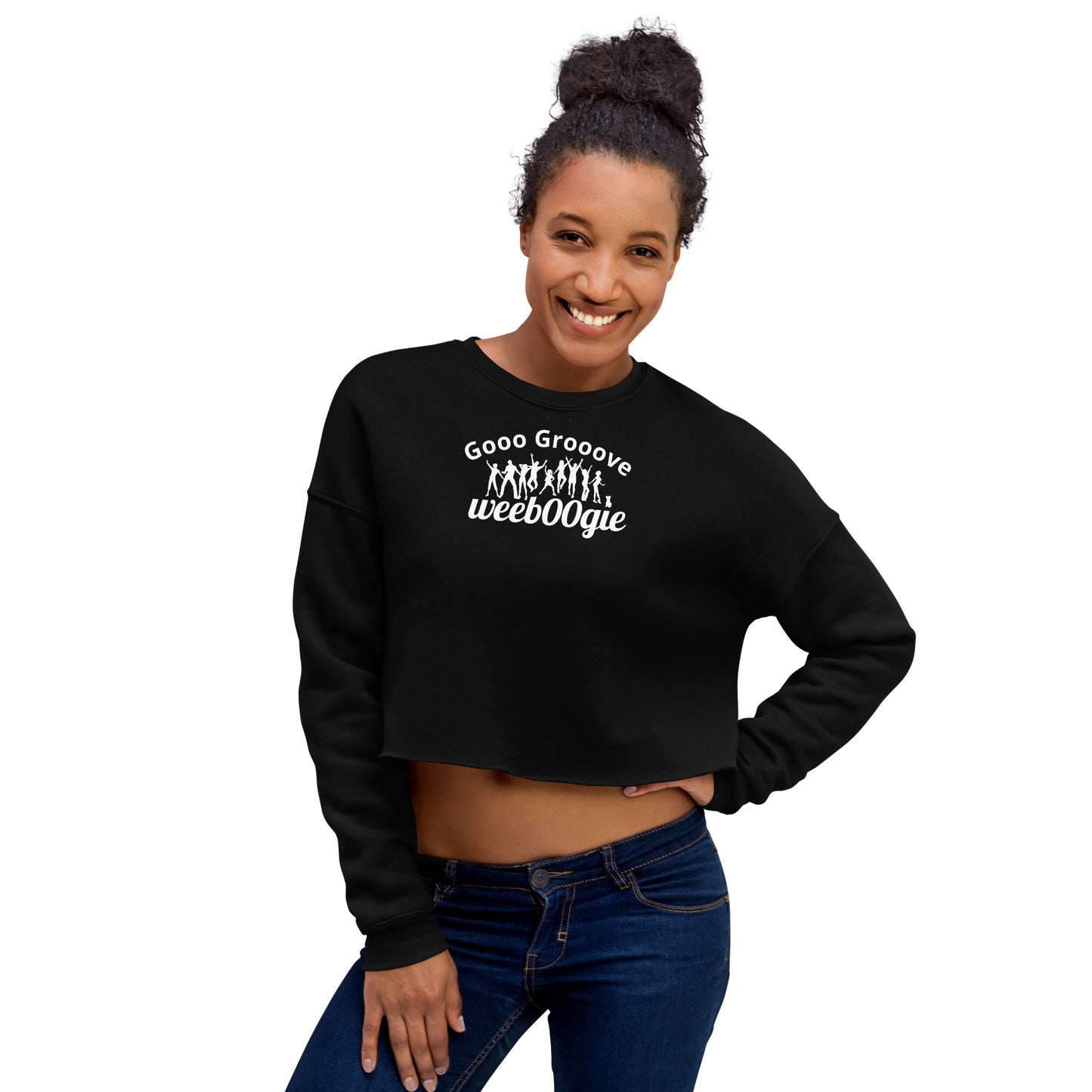 Gooo Grooove Women's Crop Sweatshirt - 52% Cotton/48% Poly Fleece, Raw Hem, Ribbed Neckline - Dusty Blue - Perfect for Dance Challenges and Street-Style Fashion - wee b00gie store
