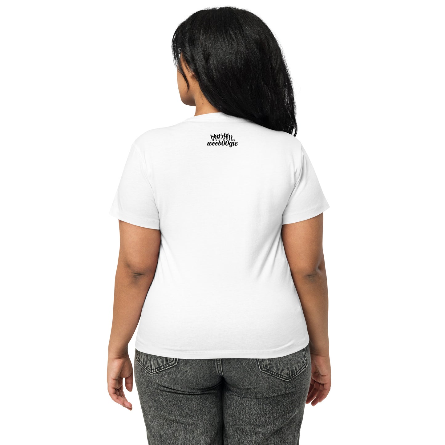Women's High-Waisted Tee - Premium Cotton Blend with Classic Fit in Pine Green - Comfortable High-Waisted Design with Short Sleeves - Perfect for Casual Wear, Everyday Style and Layering featuring the words Doggie Mommie and a Paw Print - wee b00gie store