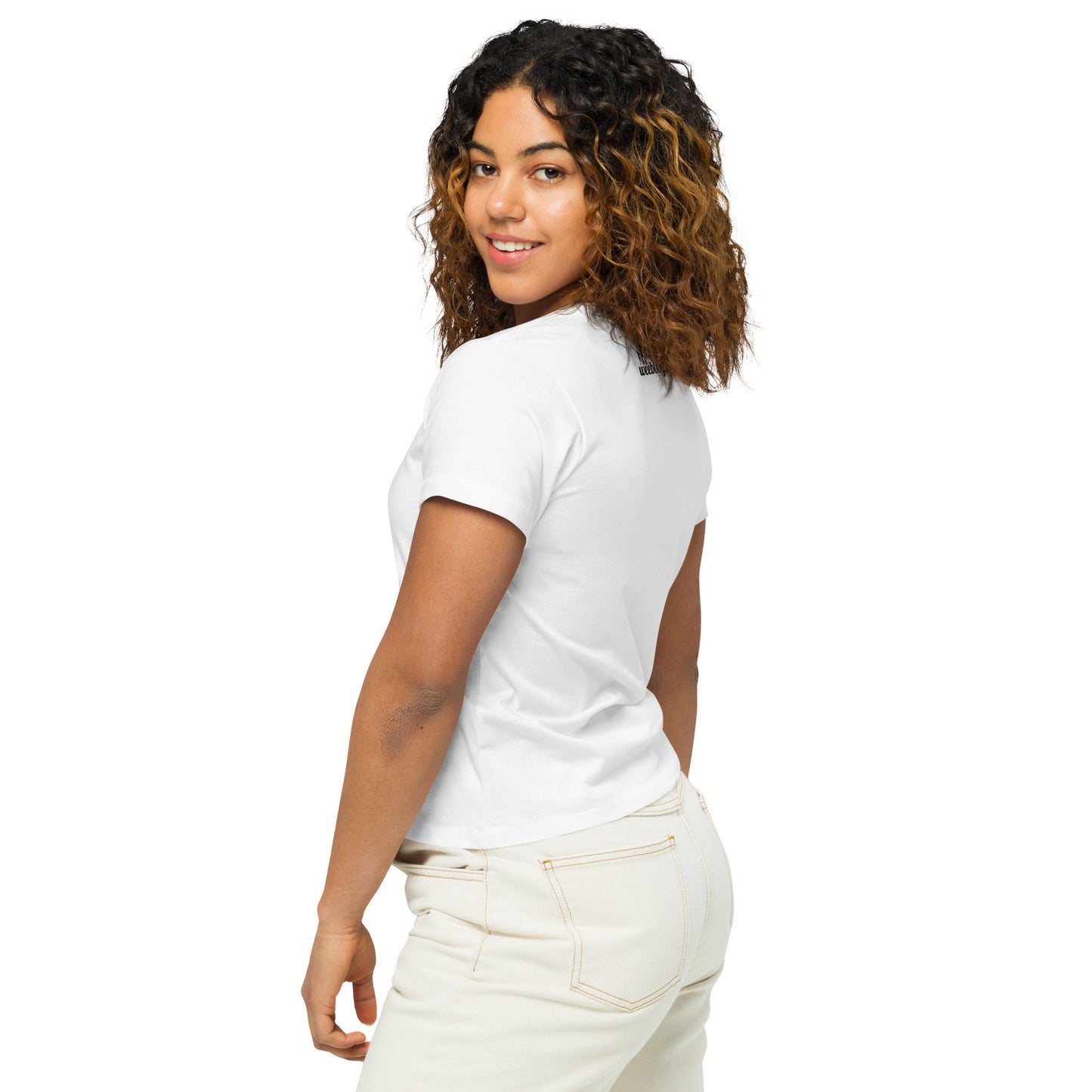 Women's High-Waisted Tee - Premium Cotton Blend with Classic Fit in Pine Green - Comfortable High-Waisted Design with Short Sleeves - Perfect for Casual Wear, Everyday Style and Layering featuring the words Doggie Mommie and a Paw Print - wee b00gie store