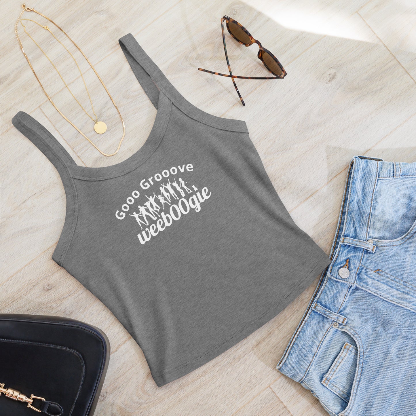 Gooo Grooove Women's Micro-Rib Tank Top - Soft Airlume Cotton Blend with Thick Straps and Scoop Neck - Mid-Length Stretch Fit - Perfect for Casual Wear or Layering - wee b00gie store