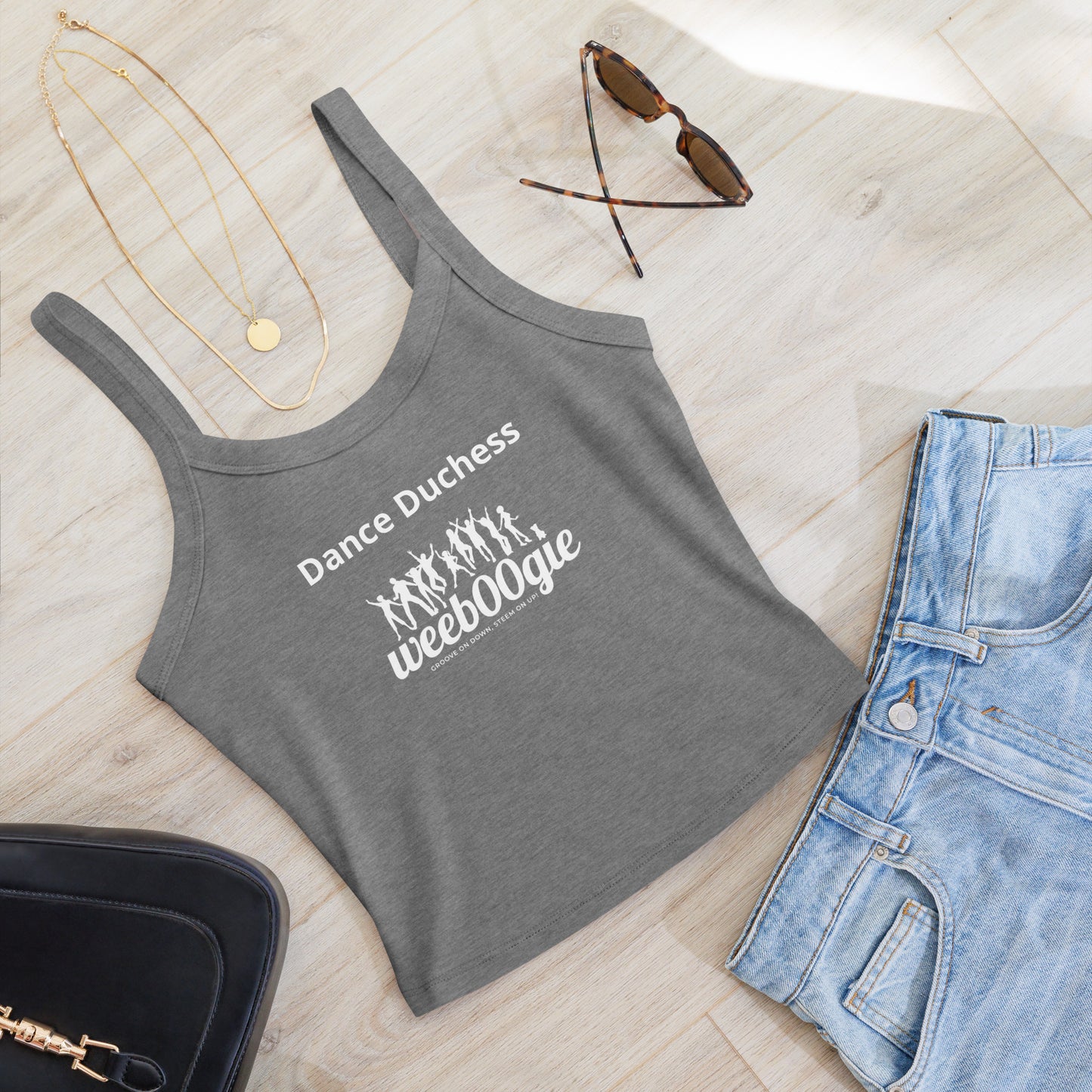 Dance Duchess Women's Micro-Rib Tank Top in Athletic Heather - Soft Airlume Cotton Blend with Thick Straps and Scoop Neck - Mid-Length Stretch Fit with Side-Seamed Construction - Perfect for Dance Enthusiasts and Stylish Layering - wee b00gie store