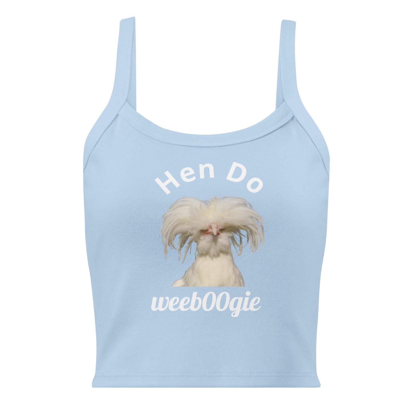 Hen Do Women's Micro-Rib Tank Top featuring White Chicken and Hen Do Text - Soft Airlume Cotton Blend with Thick Straps and Scoop Neck - Mid-Length Stretch Fit with Side-Seamed Construction - Perfect for Hen Parties and Bachelorette Celebrations - wee b00gie store
