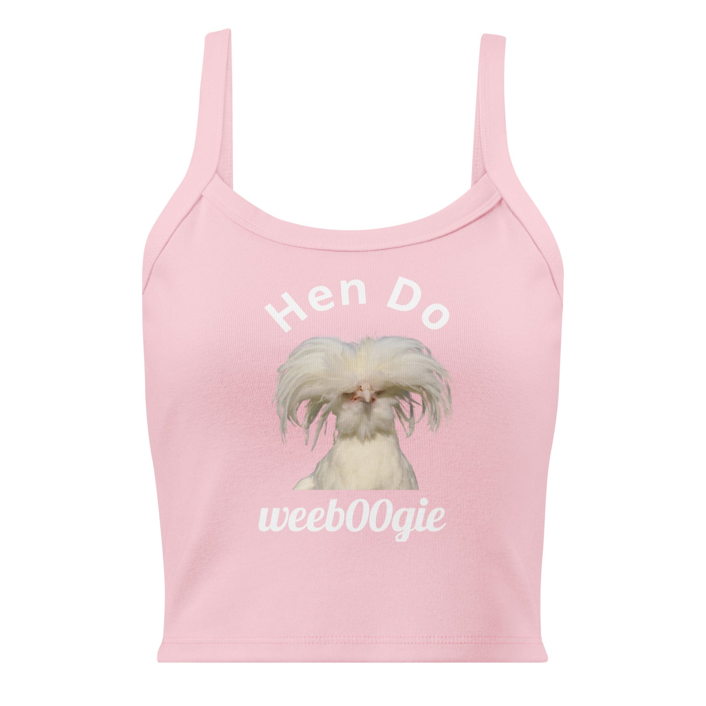 Hen Do Women's Micro-Rib Tank Top featuring White Chicken and Hen Do Text - Soft Airlume Cotton Blend with Thick Straps and Scoop Neck - Mid-Length Stretch Fit with Side-Seamed Construction - Perfect for Hen Parties and Bachelorette Celebrations - wee b00gie store