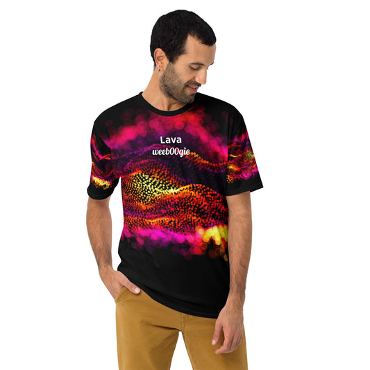 wee b00gie Lava Men's All Over Print Tee - 96% Polyester 4% Spandex Cotton-Touch Jersey with 2-Way Stretch - Regular Fit with Bold All-Over Lava Print - Perfect for Dancing, Festivals and Everyday Wear - wee b00gie store
