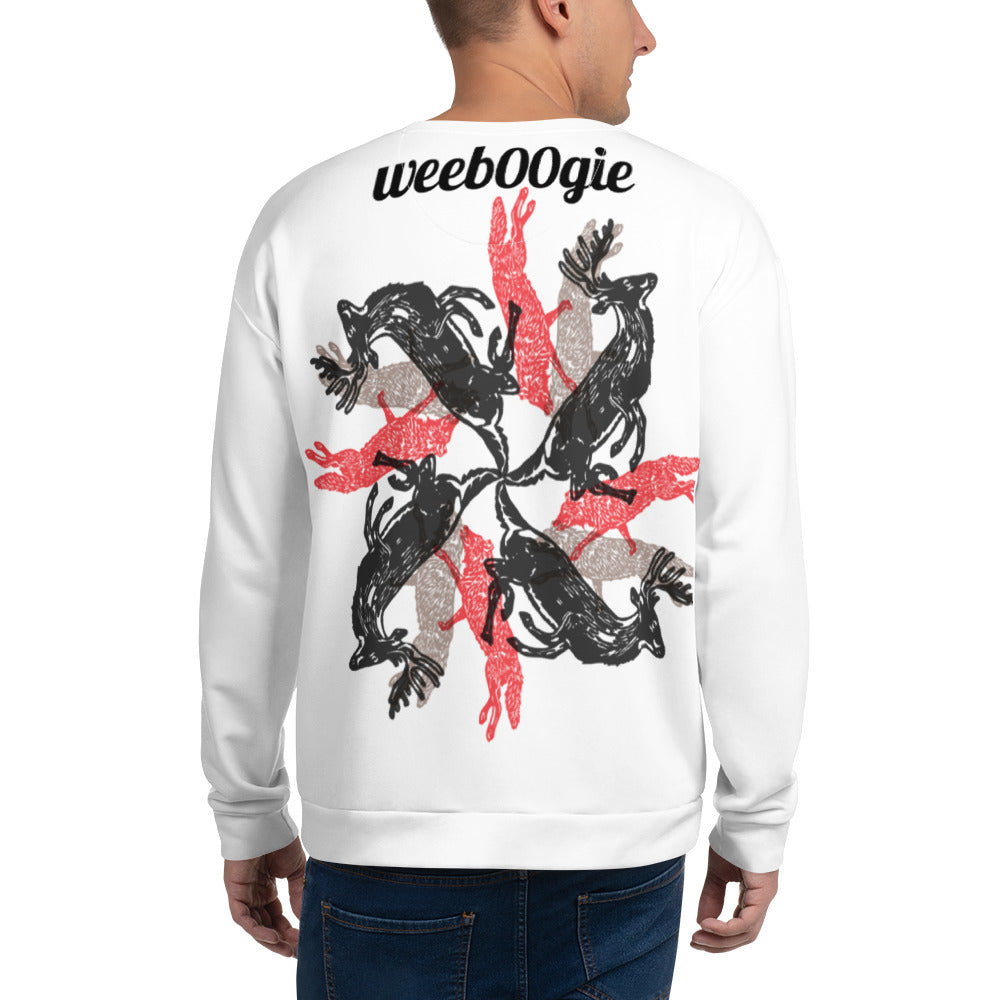 Funny stag party sweatshirt with a bold “Wild and Free-ish” slogan and an illustration of wolves and stags running in different directions. Perfect for bachelor weekends, blending humor with a hint of wild energy - wee b00gie store