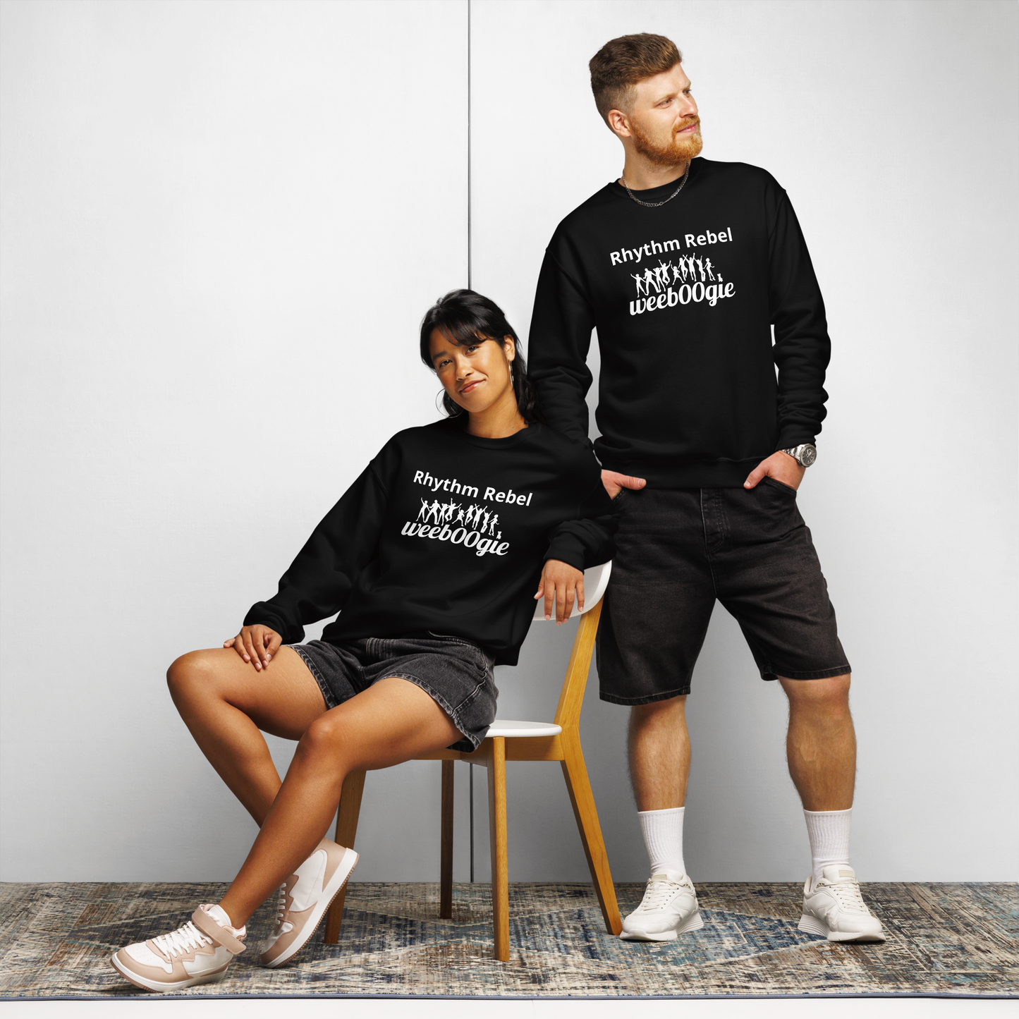 Rhythm Rebel Crew Neck Sweatshirt - Pill-Resistant NuBlend Fleece with Double-Needle Stitched Collar and Cuffs - Relaxed Fit Cotton-Polyester Blend - Perfect for Dance Enthusiasts and Casual Comfort - wee b00gie store