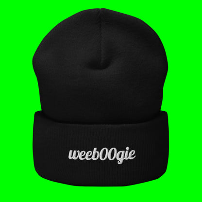Cuffed Beanie - 100% Acrylic Knit with Embroidered Logo in Black - Snug Form-Fitting Design with Folded Cuff - Perfect for Winter Weather, Outdoor Activities and Casual Style - wee b00gie store