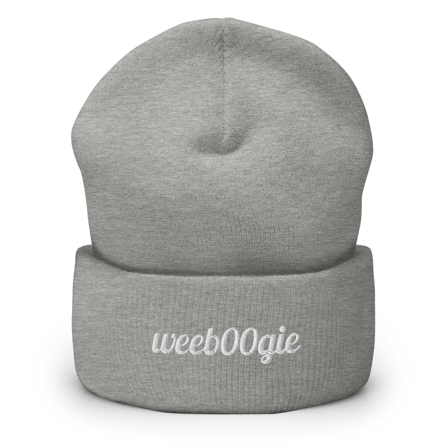 Cuffed Beanie - 100% Acrylic Knit with Embroidered Logo in Heather Grey - Snug Form-Fitting Design with Folded Cuff - Perfect for Winter Weather, Outdoor Activities and Casual Style - wee b00gie store