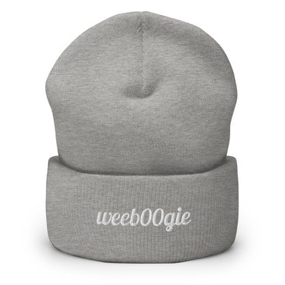 Cuffed Beanie - 100% Acrylic Knit with Embroidered Logo in Heather Grey - Snug Form-Fitting Design with Folded Cuff - Perfect for Winter Weather, Outdoor Activities and Casual Style - wee b00gie store