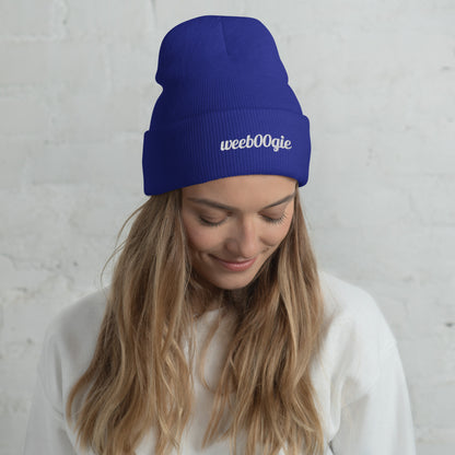 Cuffed Beanie - 100% Acrylic Knit with Embroidered Logo in Royal Blue - Snug Form-Fitting Design with Folded Cuff - Perfect for Winter Weather, Outdoor Activities and Casual Style - wee b00gie store