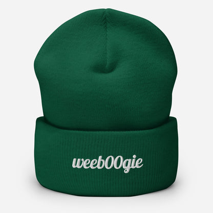 Cuffed Beanie - 100% Acrylic Knit with Embroidered Logo in Spruce Green - Snug Form-Fitting Design with Folded Cuff - Perfect for Winter Weather, Outdoor Activities and Casual Style - wee b00gie store
