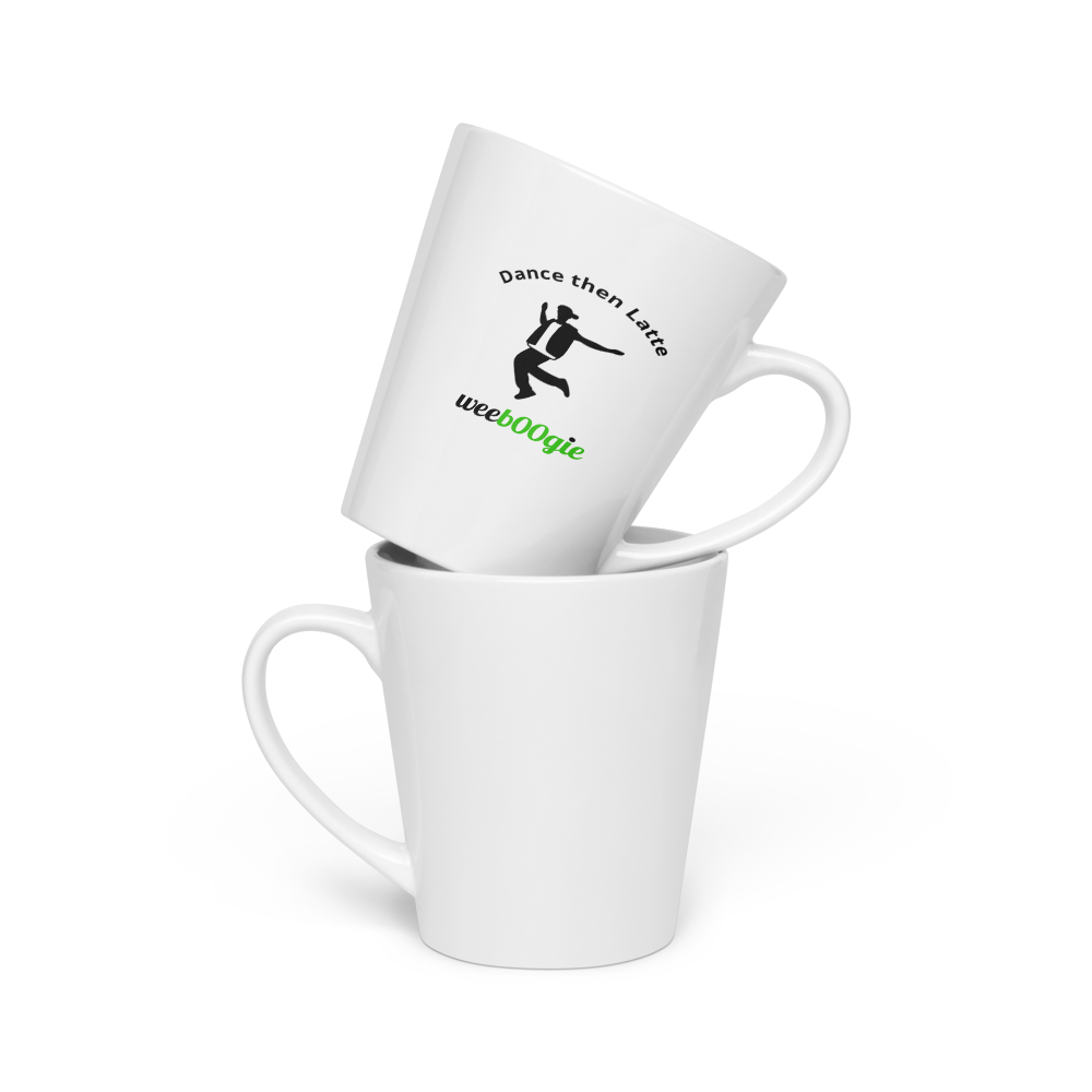 Dance Then Latte Mug featuring male hip-hop style dancer - stylish coffee cup for dance enthusiasts and performers - microwave and dishwasher safe ceramic mug - perfect gift for hip-hop dancers and instructors - wee b00gie store.