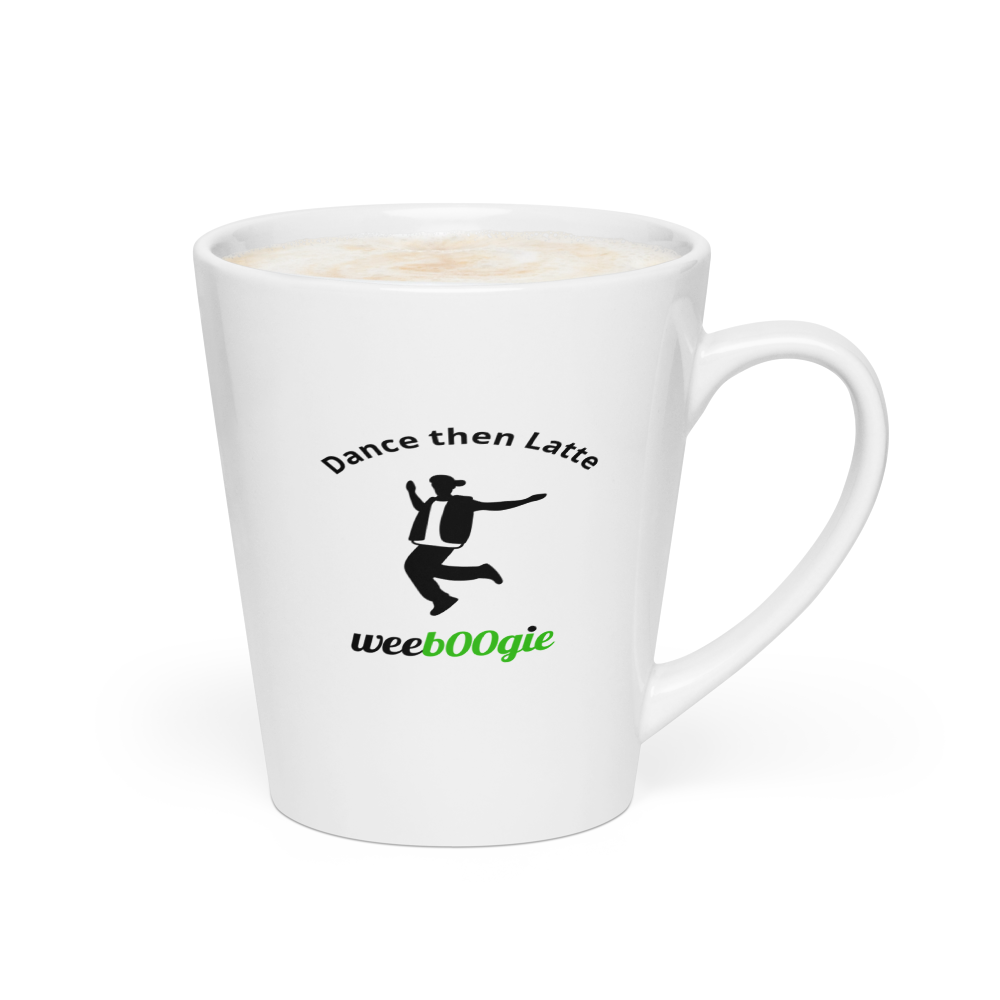 Dance Then Latte Mug featuring male hip-hop style dancer - stylish coffee cup for dance enthusiasts and performers - microwave and dishwasher safe ceramic mug - perfect gift for hip-hop dancers and instructors - wee b00gie store.