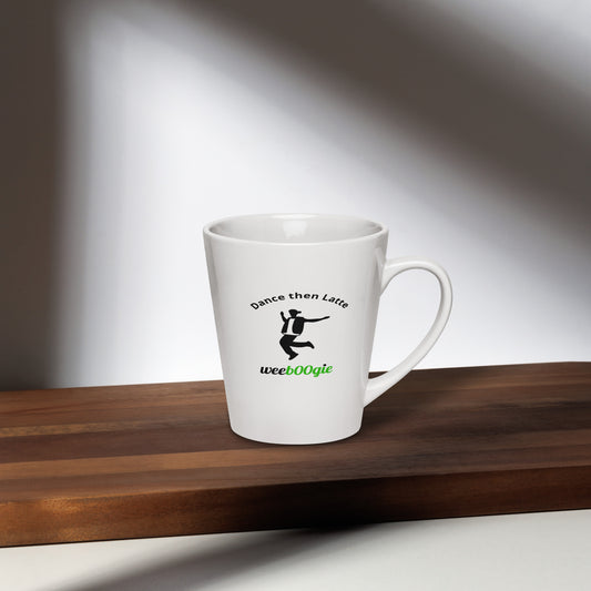 Dance Then Latte Mug featuring male hip-hop style dancer - stylish coffee cup for dance enthusiasts and performers - microwave and dishwasher safe ceramic mug - perfect gift for hip-hop dancers and instructors - wee b00gie store.
