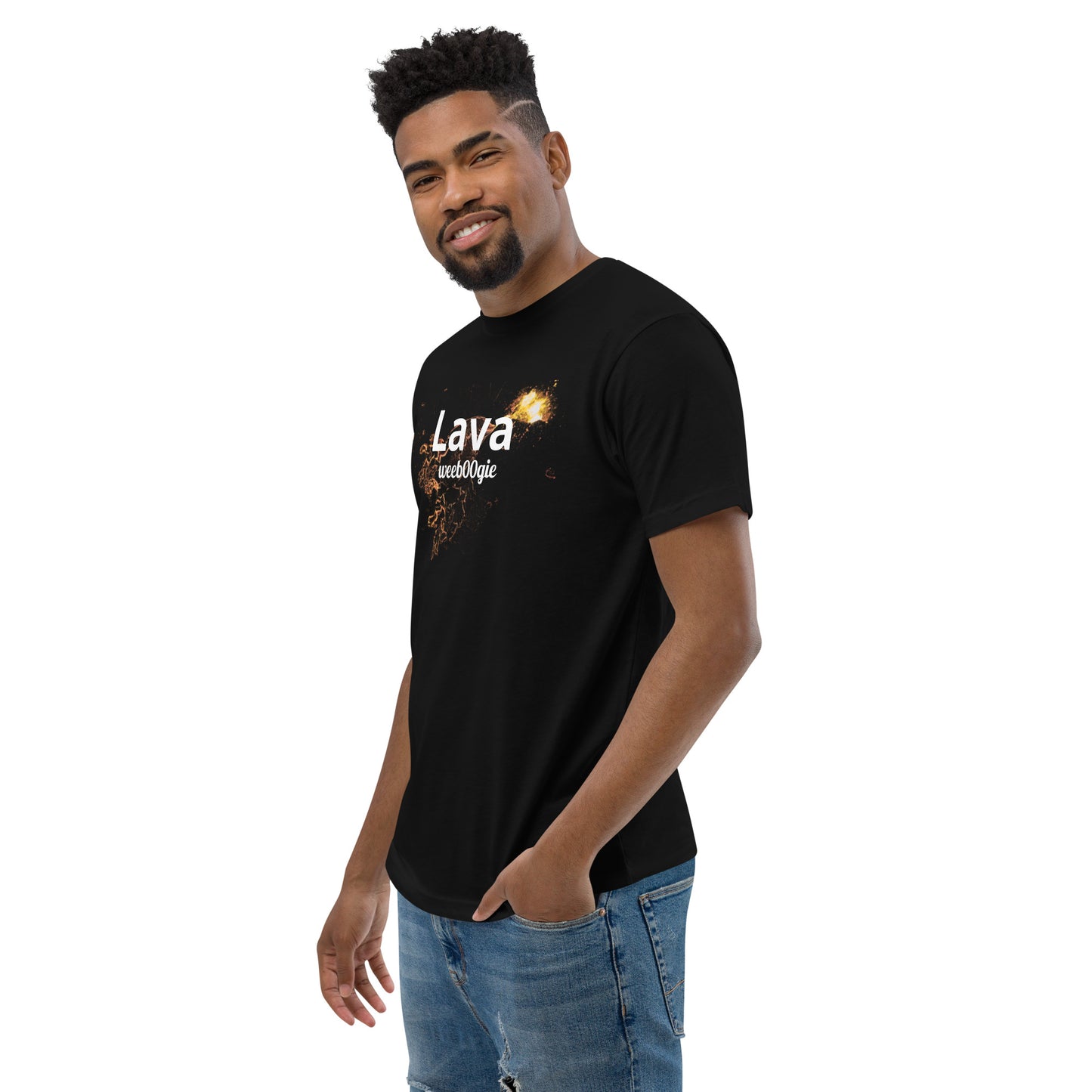 wee b00gie Lava Men's Short Sleeve T-Shirt - 100% Combed Ring-Spun Cotton Pre-Shrunk Lightweight Jersey - Form-Fitting Silhouette with Bold Lava Dance Print - Perfect for Dancing, Festivals and Everyday Wear - wee b00gie store