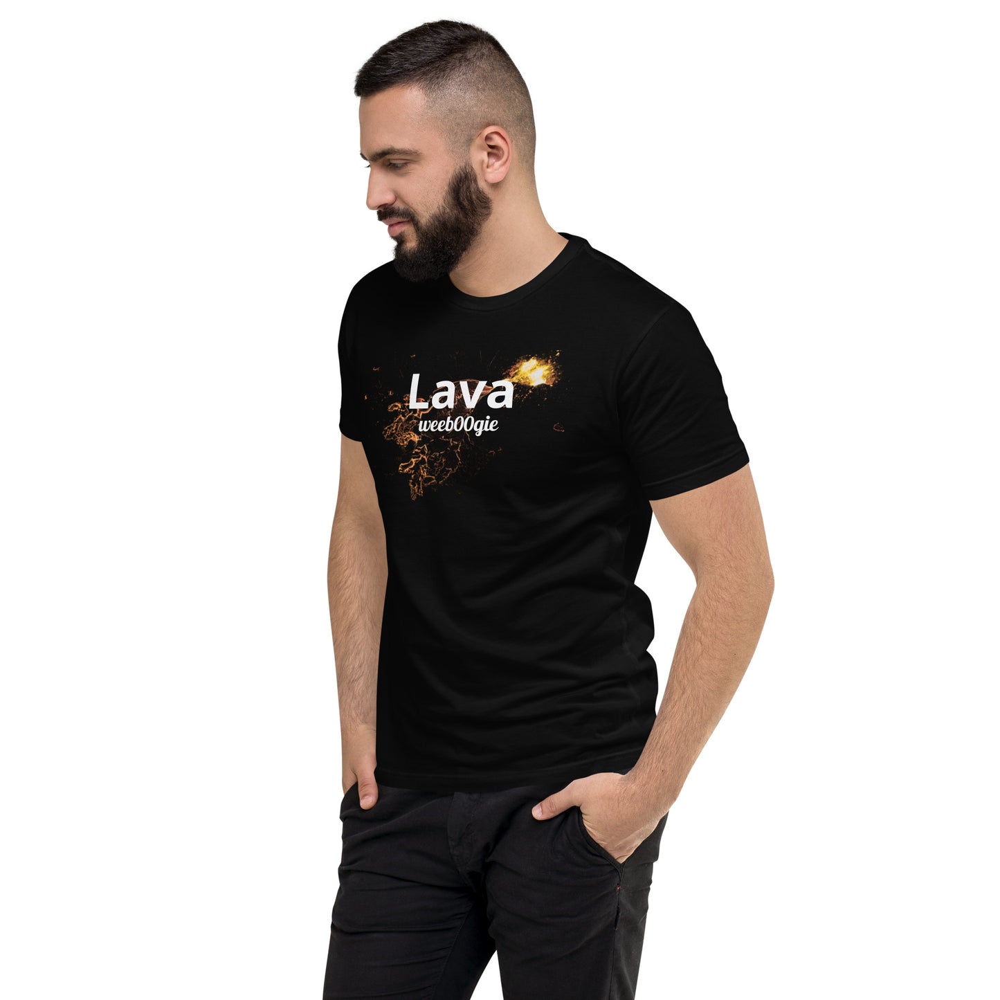 wee b00gie Lava Men's Short Sleeve T-Shirt - 100% Combed Ring-Spun Cotton Pre-Shrunk Lightweight Jersey - Form-Fitting Silhouette with Bold Lava Dance Print - Perfect for Dancing, Festivals and Everyday Wear - wee b00gie store