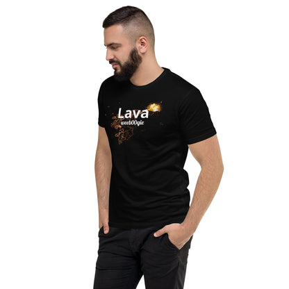 wee b00gie Lava Men's Short Sleeve T-Shirt - 100% Combed Ring-Spun Cotton Pre-Shrunk Lightweight Jersey - Form-Fitting Silhouette with Bold Lava Dance Print - Perfect for Dancing, Festivals and Everyday Wear - wee b00gie store