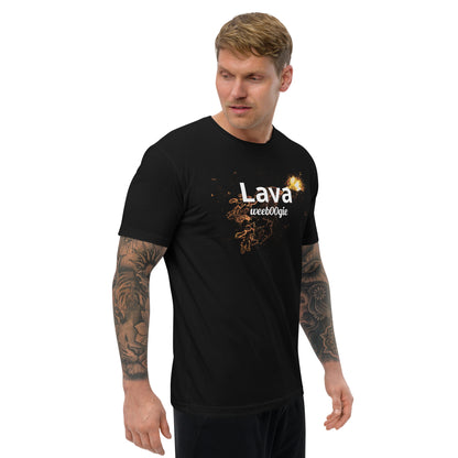 wee b00gie Lava Men's Short Sleeve T-Shirt - 100% Combed Ring-Spun Cotton Pre-Shrunk Lightweight Jersey - Form-Fitting Silhouette with Bold Lava Dance Print - Perfect for Dancing, Festivals and Everyday Wear - wee b00gie store