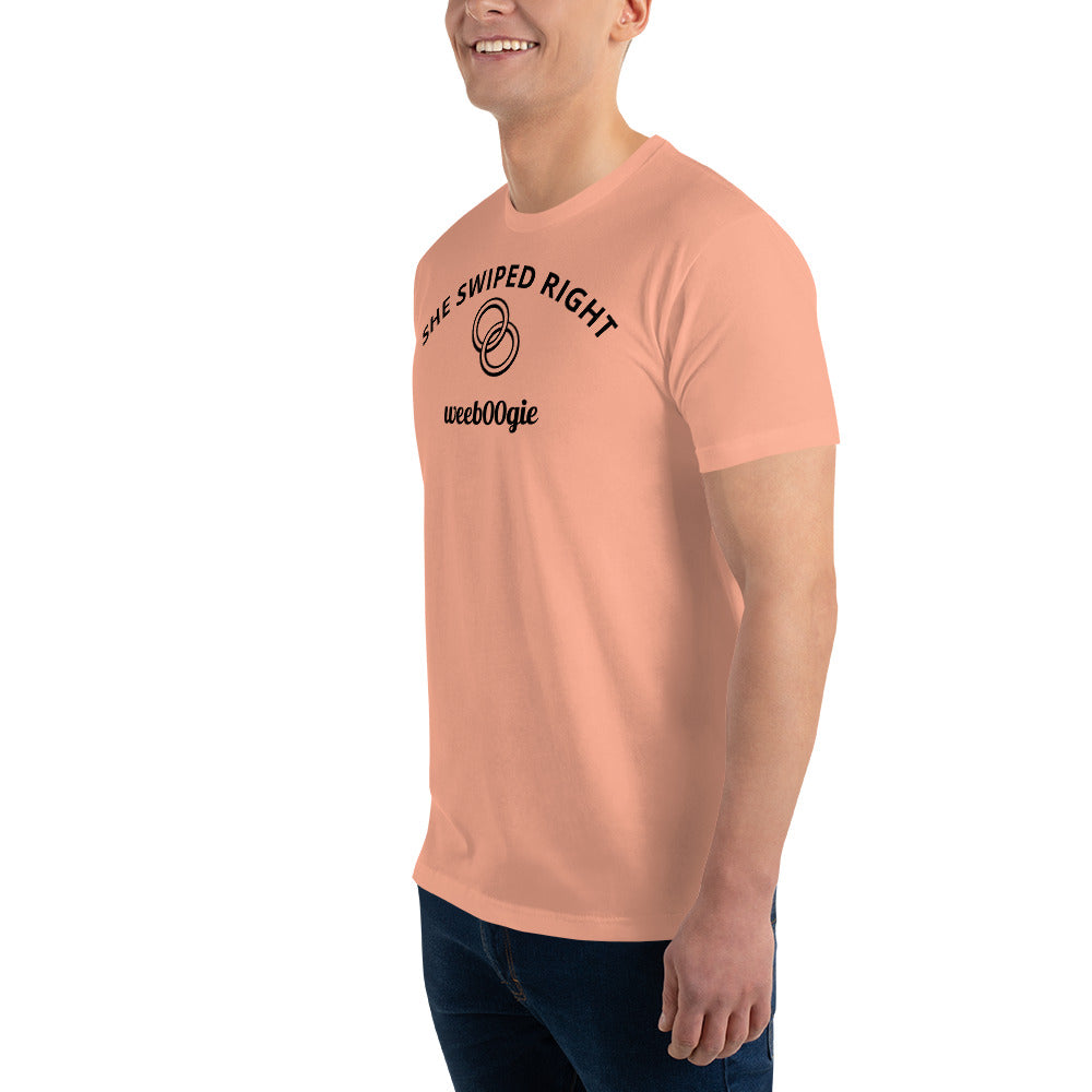 Stag Do, Groom, Wedding Party, SHE SWIPED RIGHT Funny Stag T-Shirt, Bachelor Party, Engagement.