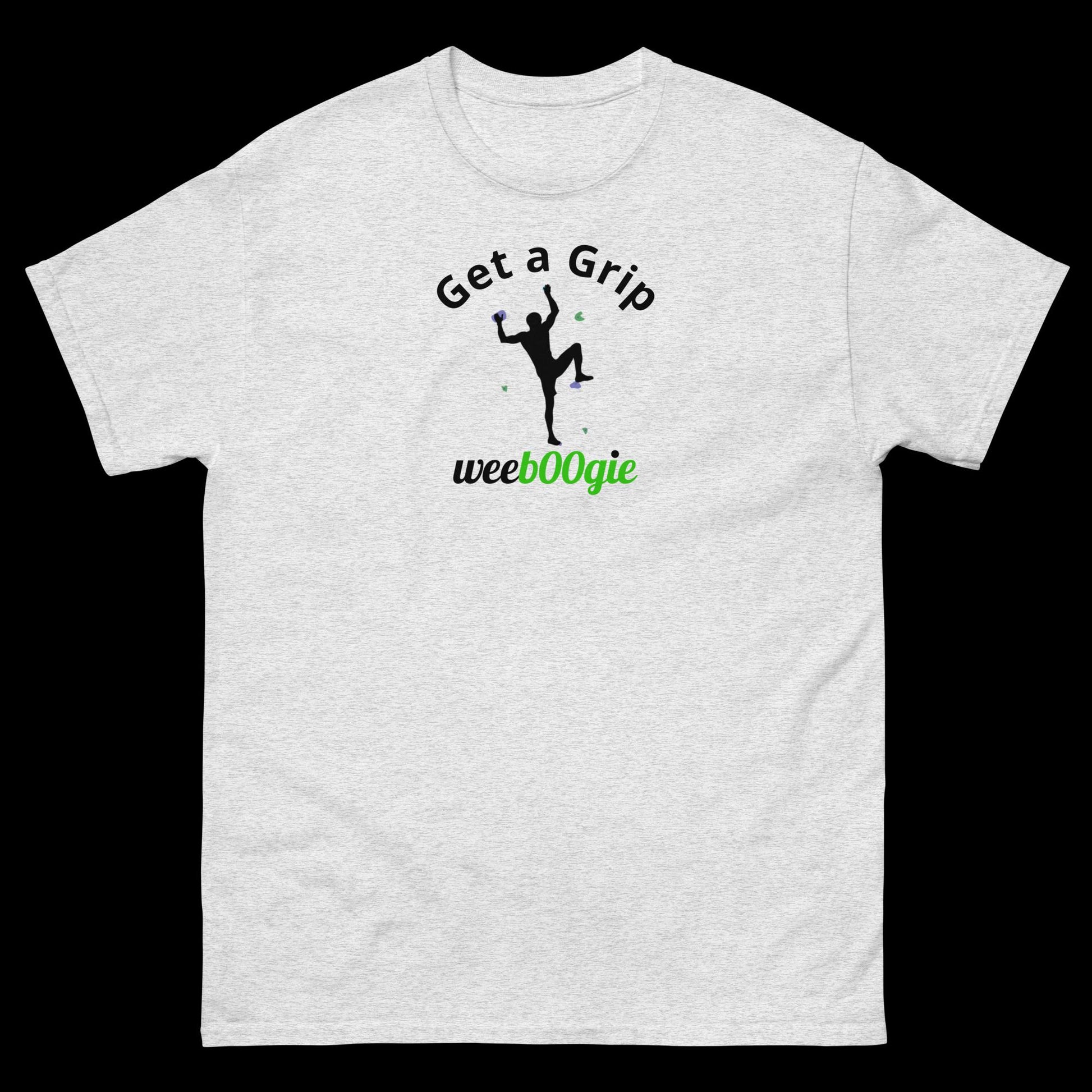 Stylish 'Get a Grip' tee perfect for climbers, mountaineers and outdoor enthusiasts.