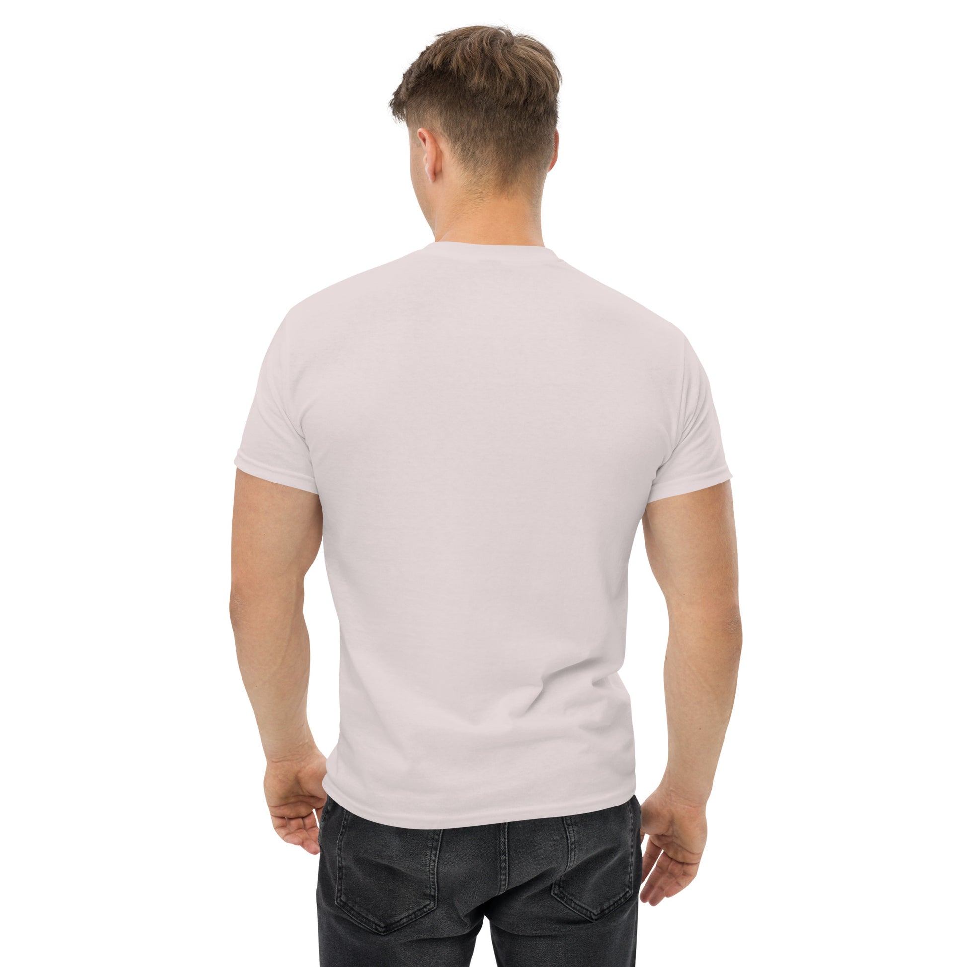 Unisex t-shirt with 'Mountain Man Moves' slogan, styled for outdoor adventures and dance challenges – set against a bold, mountainous backdrop.