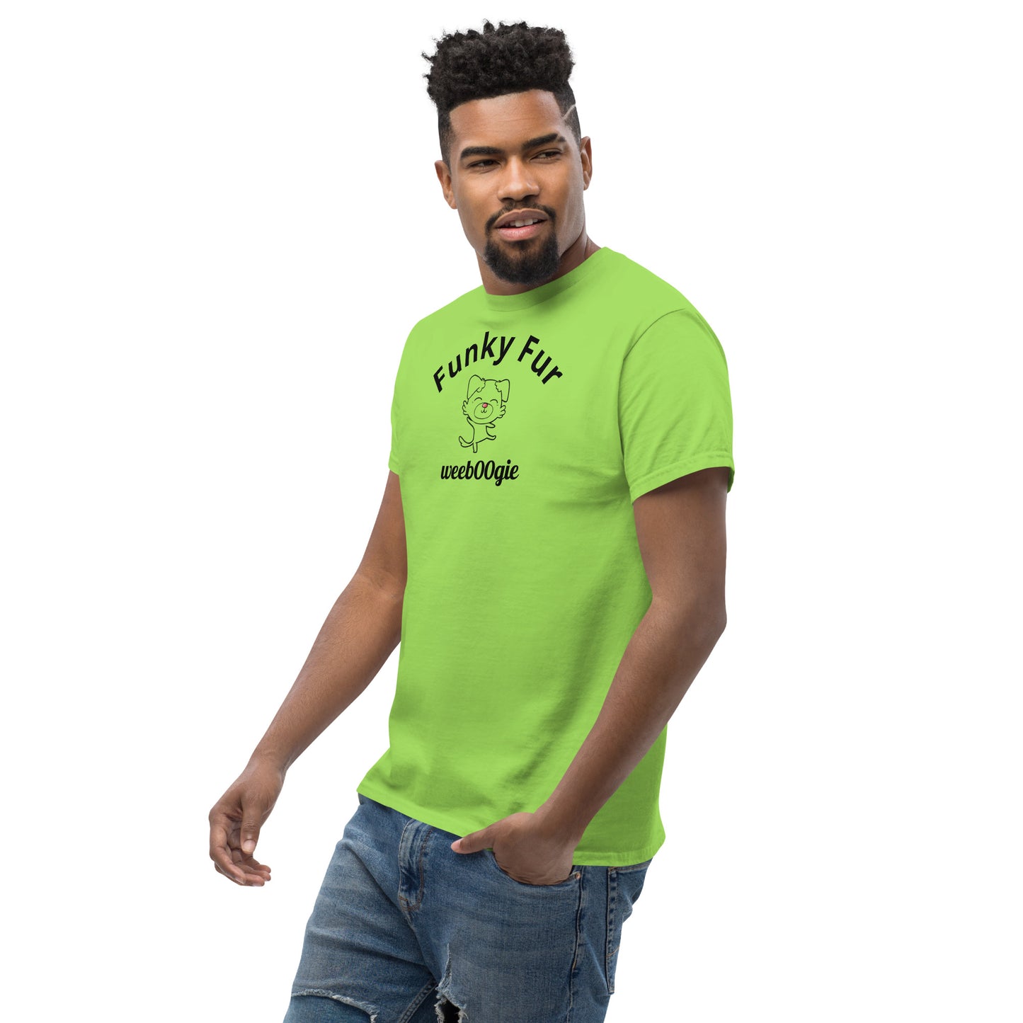 Funky Fur Unisex T-Shirt - 100% cotton classic tee with playful dog print - comfortable structured fit - versatile streetwear for casual outings - wee b00gie store
