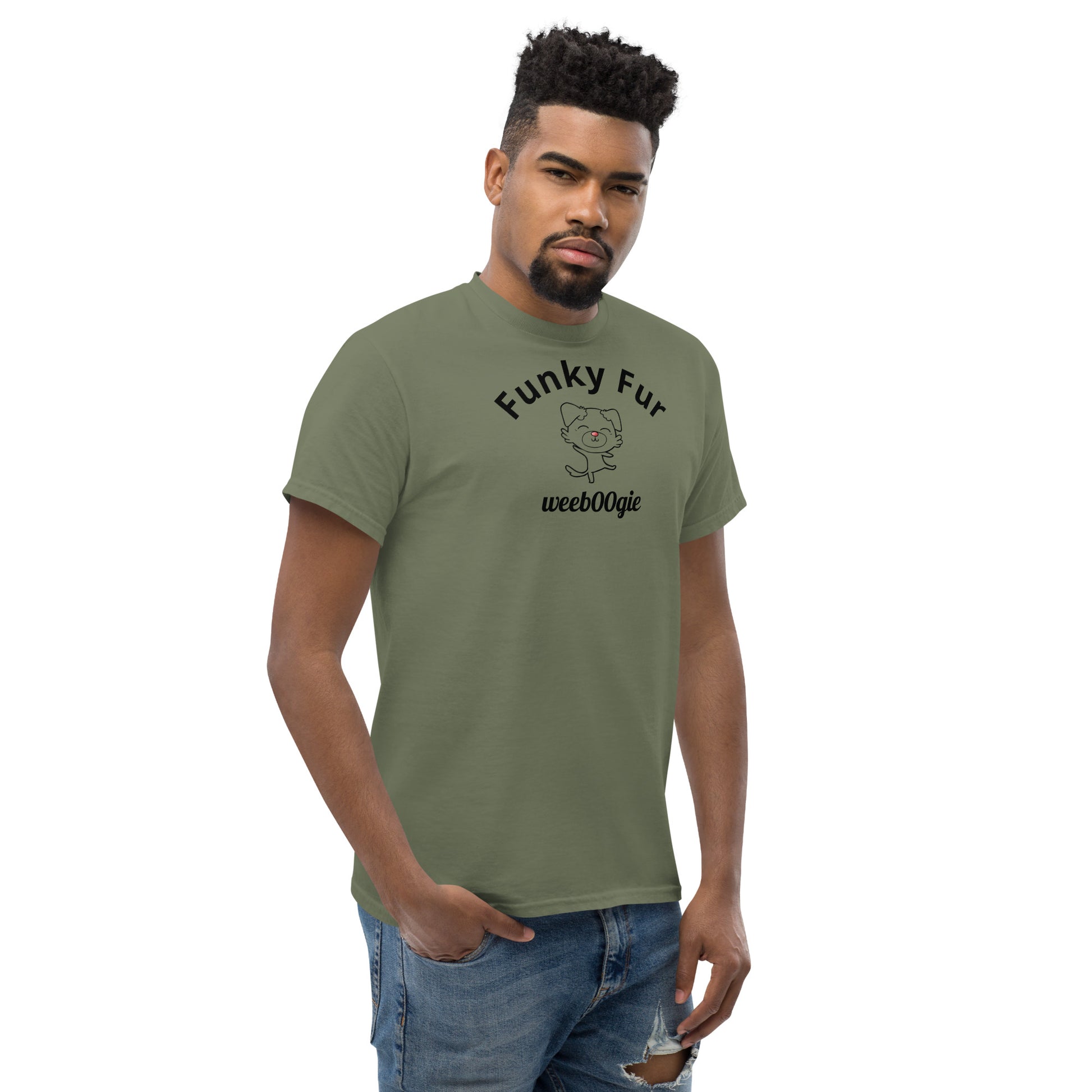 Funky Fur Unisex T-Shirt - 100% cotton classic tee with playful dog print - comfortable structured fit - versatile streetwear for casual outings - wee b00gie store