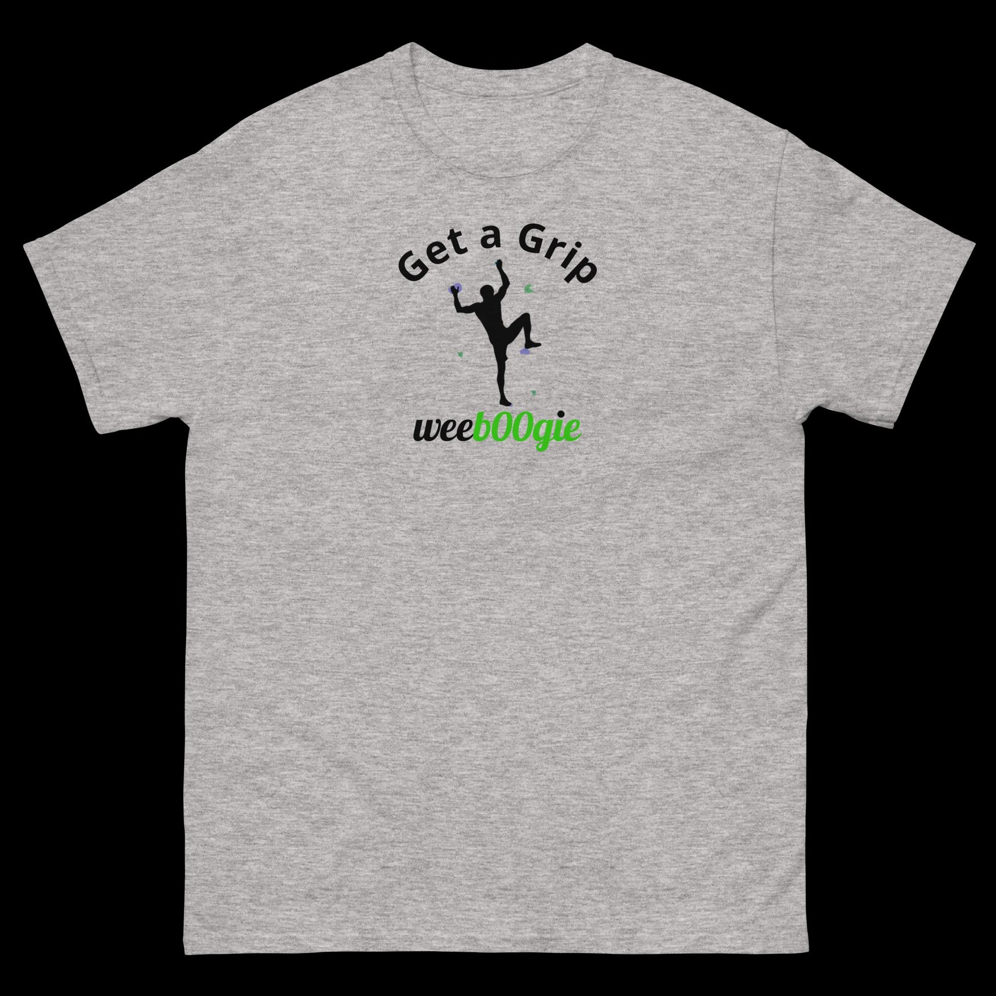 Stylish 'Get a Grip' tee perfect for climbers, mountaineers and outdoor enthusiasts.