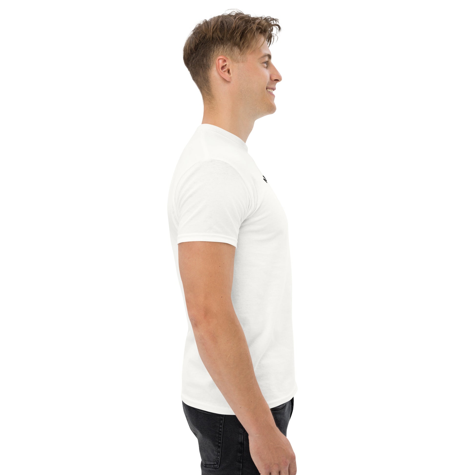 Unisex t-shirt with 'Mountain Man Moves' slogan, styled for outdoor adventures and dance challenges – set against a bold, mountainous backdrop.