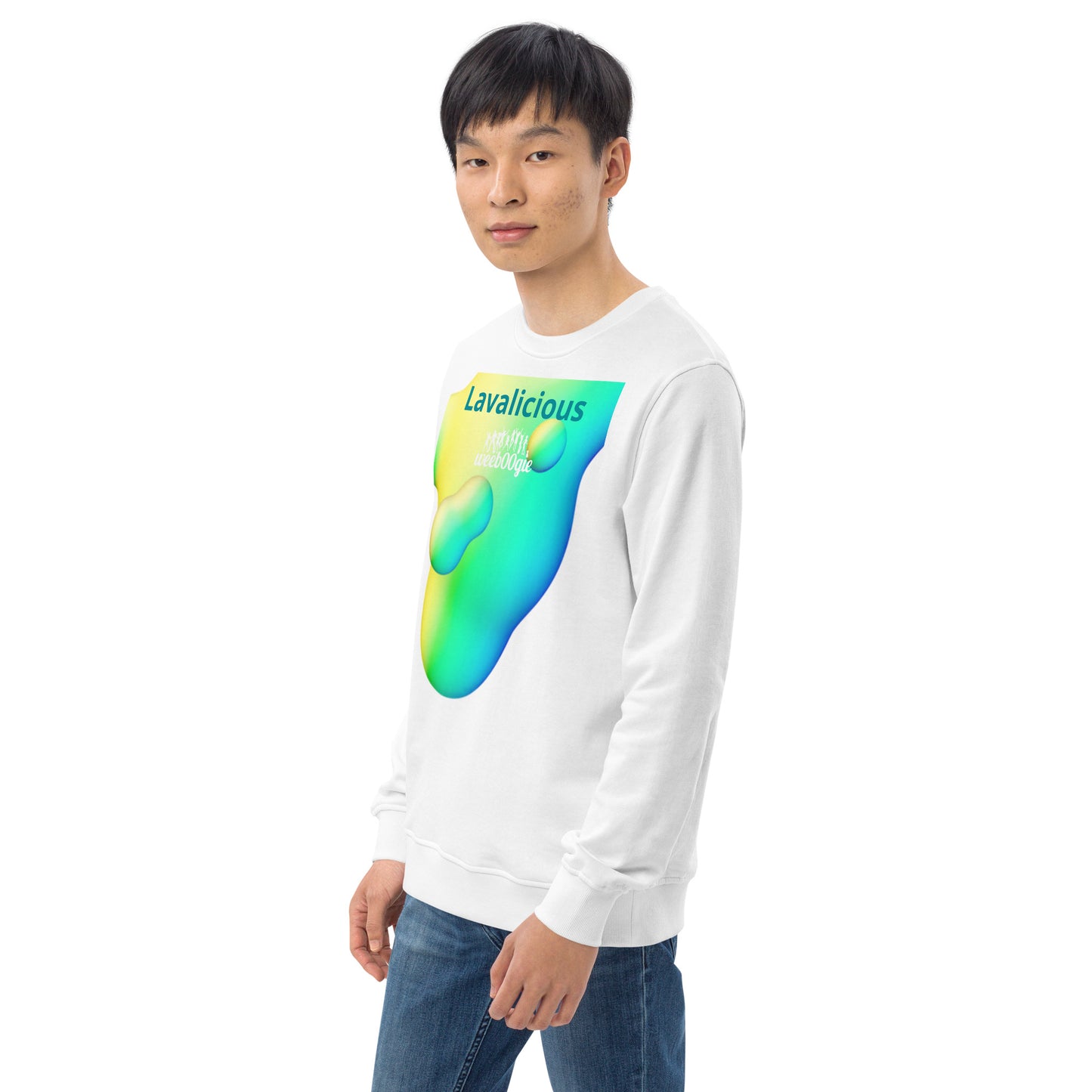 wee b00gie Lavalicious Unisex Organic Sweatshirt - 80% Organic Cotton 20% Recycled Polyester French Terry Knit - Classic Set-In Sleeve Fit with Lava Dance Print - Perfect for Lounging, Layering and Sustainable Style - wee b00gie store