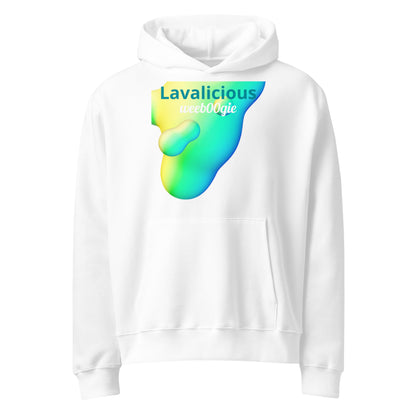 wee b00gie Lavalicious Oversized Unisex Heavyweight Hoodie - 60% Airlume Cotton 40% Polyester Brushed Fleece 10oz - Roomy Oversized Fit with Double-Layered Hood and Front Pocket - Perfect for Lounging, Layering and Lava Dance Vibes - wee b00gie store
